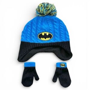 Batman Toddler Winter Hat & Mittens Set OSFM Fleece Lined
